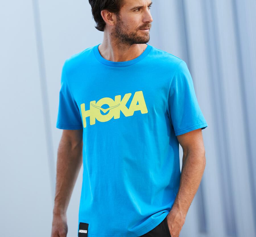 Hoka One One Brand Skjorta Herr - Blå - JVKSA-3628